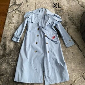 Blue women’s trench coat.